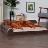 FurHaven Two-Tone Deluxe Chaise Memory Top Cat & Dog Bed w/Removable Cover - Espresso, Jumbo