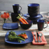 Gibson Home Soho Lounge 16-Piece Reactive Glaze Dinnerware Set, Sapphire