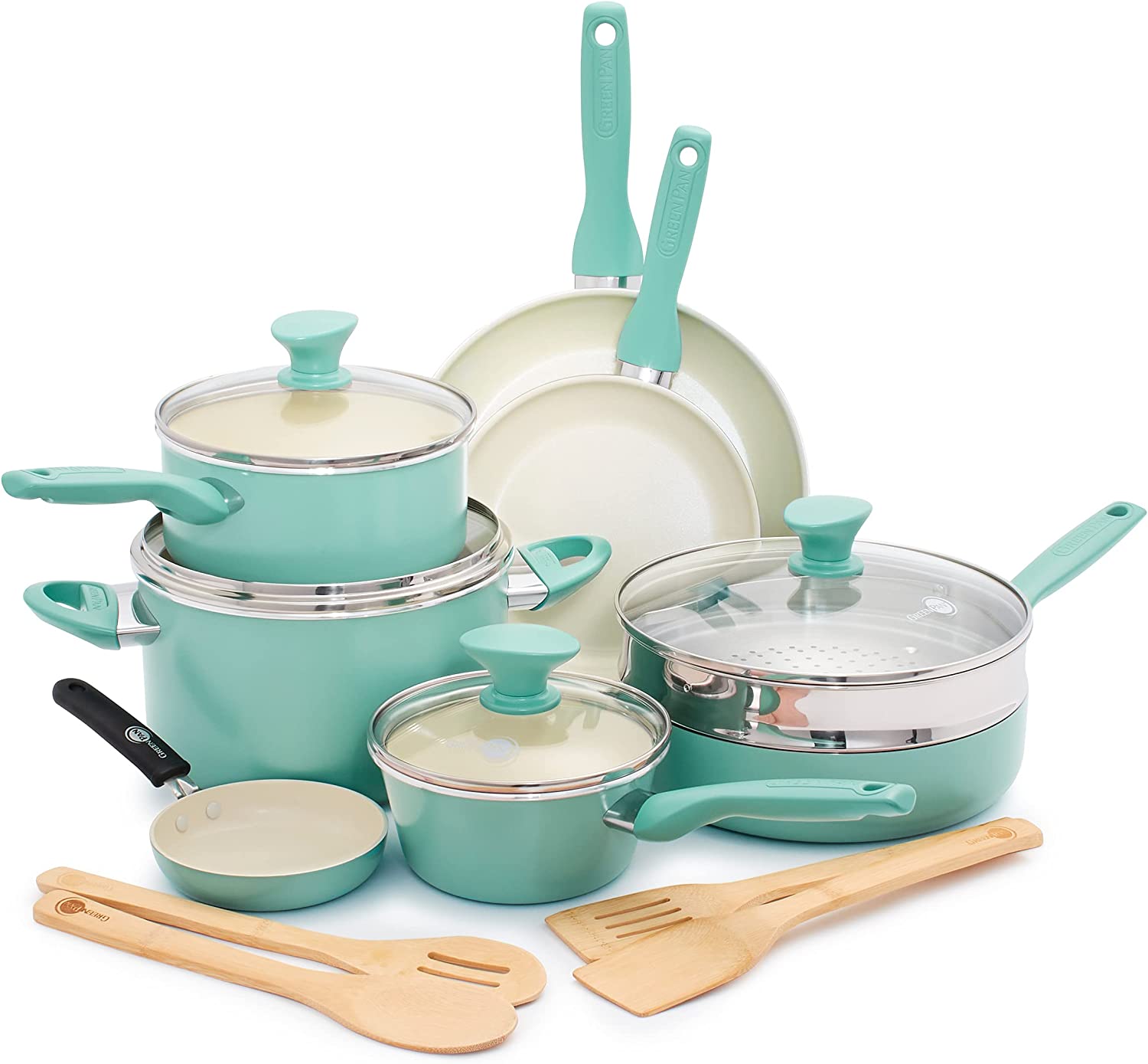 GreenPan Rio Healthy Ceramic Nonstick 7 Frying Pan Skillet, PFAS-Free,  Dishwasher Safe, Turquoise