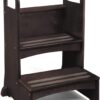 Guidecraft Kitchen Helper High-Rise Step-Up - Brown - Two Step Stool with Handles and Safety Non-Slip Treads and Anti-Tip Feet for Kids and Adults - Quality Wood Learning Furniture
