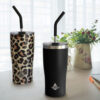 Heritage 20 oz. Double Wall Stainless Steel Tumbler, Set of 2, Black/Leopard