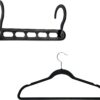 Honey-Can-Do Set of 5 Collapsible Hangers and 50 Velvet Non-Slip Hangers, Black