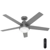 Hunter  Aerodyne 52-in Matte Silver LED Indoor Smart Ceiling Fan with Light Remote (5-Blade)