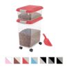 IRIS Airtight Food Storage Container and Scoop Combo for pet, dog, cat and bird food, Red