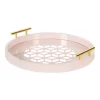 Kate and Laurel  15.5-in x 15.5-in Pink Decorative Tray with Gold Metal Handles