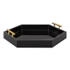 Kate and Laurel  18-in x 18-in Black/Gold Hexagon Decorative Tray