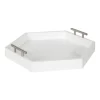 Kate and Laurel  18.12-in x 18.12-in White/Silver Decorative Tray