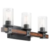 Kichler  Barrington 22-in 3-Light Distressed Black and Wood Tone Rustic Vanity Light
