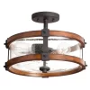 Kichler  Barrington 3-Light 14-in Distressed Black and Wood Tone Incandescent Semi-flush Mount Light