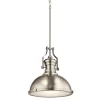Kichler  Satin Nickel Industrial Frosted Glass Dome LED Pendant Light