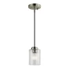 Kichler  Winslow Brushed Nickel Modern/Contemporary Seeded Glass Cylinder Mini Pendant Light