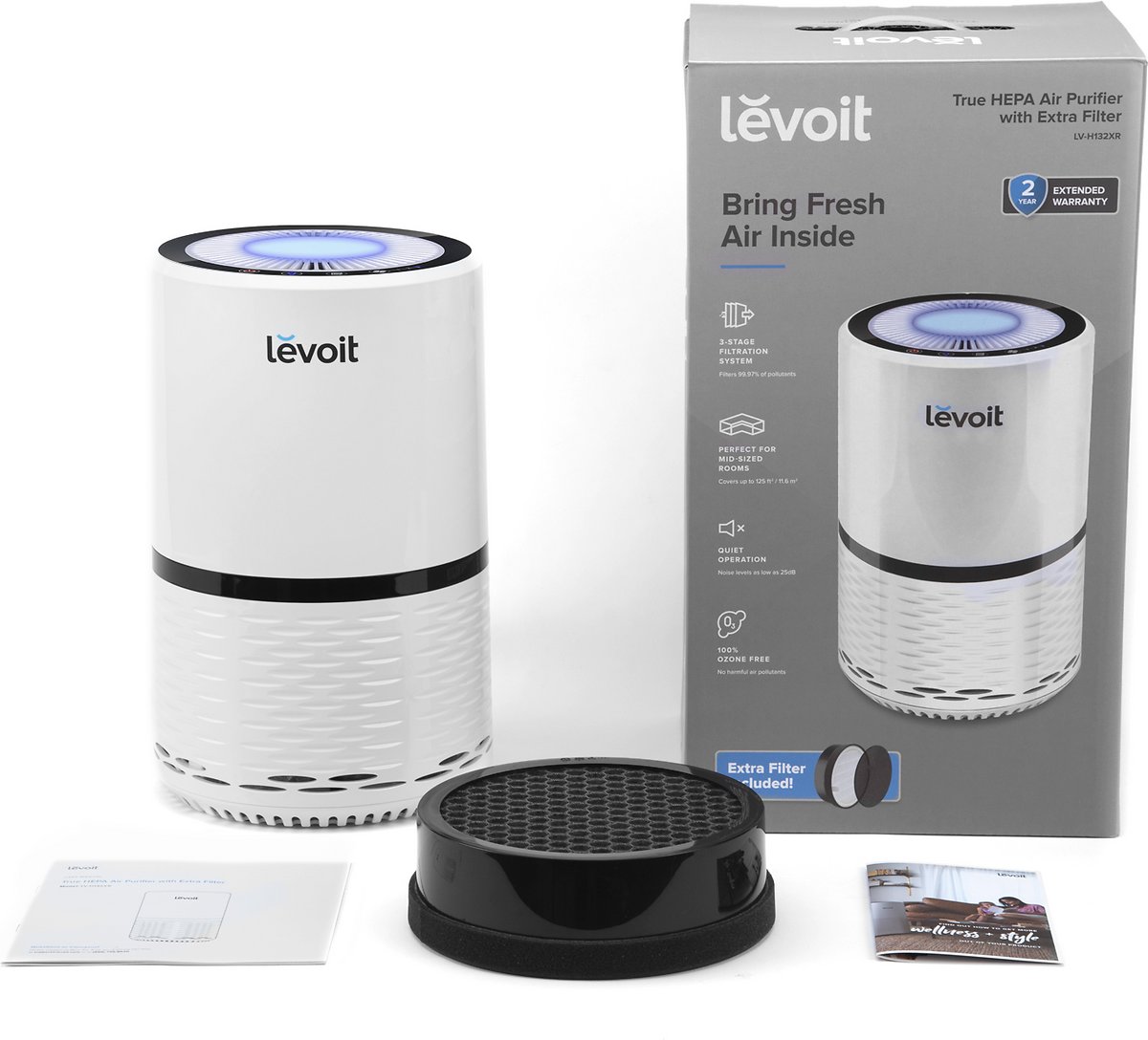 Levoit Air Purifier Filtration with True HEPA Filter, Compact Odor  Allergies Allergen Eliminator Cleaner Charcoal for Room, Home, Dust, Mold,  Smoke, Pets, Smoke