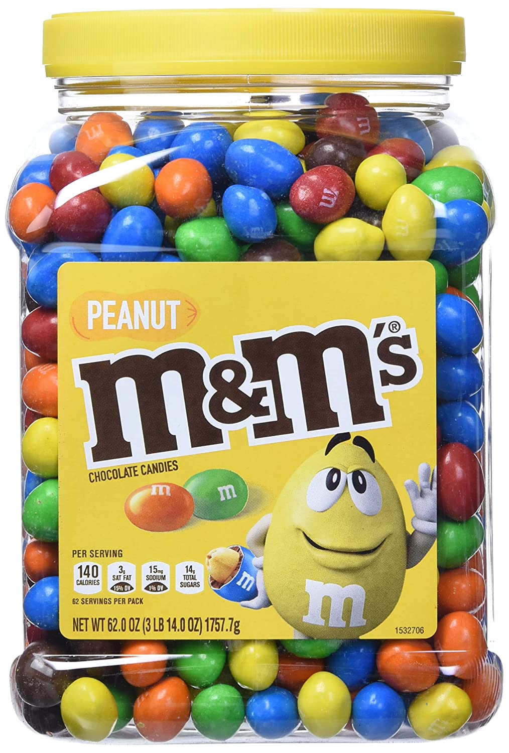 M&M's MandM's Milk Chocolate Peanut Candies Jar, 62 oz in the