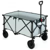 Outdoor Folding Wagon Cart with Adjustable Handle and Universal Wheels, Gray 37.5" x 23" x 42" (L x W x H)