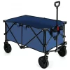Outdoor Folding Wagon Cart with Adjustable Handle and Universal Wheels, Navy 11" x 9.5" x 24.5"