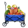 Outdoor Folding Wagon Garden , Large Capacity Folding Wagon Garden Shopping Beach Cart ,Heavy Duty Foldable Cart, for Outdoor Activities, Beaches, Parks, Camping, Blue 40.5"L X 21.26"D X 46.46"H