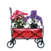 Outdoor Folding Wagon Garden , Large Capacity Folding Wagon Garden Shopping Beach Cart, Red 40.5"L X 21.26"D X 46.46"H