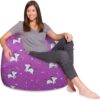 Posh Creations X-Large Bean Bag Chair (Canvas Unicorn and Rainbows on Purple)