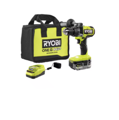RYOBI PBLHM101K ONE+ HP 18V Brushless Cordless 1/2 in. Hammer Drill Kit with (1) 4.0 Ah High Performance Battery, Charger, and Tool Bag