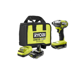 RYOBI PBLID02K ONE+ HP 18V Brushless Cordless 1/4 in. 4-Mode Impact Driver Kit w/(2) 2.0 Ah HIGH PERFORMANCE Battery, Charger, Bag
