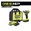 RYOBI PBLID02K ONE+ HP 18V Brushless Cordless 1/4 in. 4-Mode Impact Driver Kit w/(2) 2.0 Ah HIGH PERFORMANCE Battery, Charger, Bag