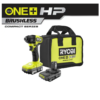 RYOBI PSBID01K ONE+ HP 18V Brushless Cordless Compact 1/4 in. Impact Driver Kit with (2) 1.5 Ah Batteries, Charger and Bag