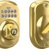 Schlage  Keypad Plymouth Bright Brass Single Cylinder Electronic Deadbolt Lighted Keypad