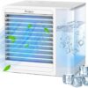 Portable Air Conditioner Fan, Personal Evaporative Air Cooler and 800ml Humidifier with USB Charging Quiet Mini Space Cooling Fan with LED Light Adjustable Purifier for Home Offices Bedroom Car