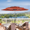 10ft Patio Umbrella Outdoor 3 Tier Vented Market Table Umbrella with 1.5" Aluminum Pole and 8 Sturdy Ribs, (Orange Red)