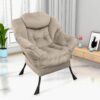 GOLDSUN Accent Chair Lazy Reclining Armchair with Removable Metal Legs and High-Density Foam, Comfy Upholstered Single Sofa Chair for Living Room, Bedroom, Office (Grey)