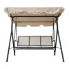 Upland 3-Seater Outdoor Adjustable Canopy Porch Swing Chair for Patio, Garden, Poolside, Balcony w/Armrests, Textilene Fabric, Steel Frame