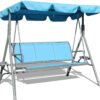 GOLDSUN Garden Porch Swing Hammock Swing Chair Bench for Patio, Garden,Backyard, Balcony with Adjustable Canopy,for Two or Three People (Blue)