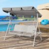 GOLDSUN Outdoor Canopy Swing Seat with Stand,Swinging Hammock Lounge Chair with Weather Resistant Powder Coated Steel Frame and Adjustable Canopy for Garden Patio Porch Poolside Backyard(Grey)