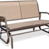 GOLDSUN Swing Glider Chair Patio Swing Bench for 2 Person, Outdoor & Indoor Lawn Steel Rocking Garden Loveseat with Cupholder for Outside,Patio, Backyard, Poolside(Coffee)