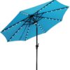 GOLDSUN Patio 9 Ft Market Outdoor Aluminum Table Umbrella with Solar LED Led lights and Push Button Tilt (Aqua blue)