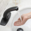 BWE A-918102-B Automatic Sensor Touchless Bathroom Sink Faucet With Deck Plate In Matte Black