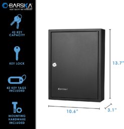 BARSKA CB13232 Key Lock 42 Position Adjustable Key Cabinet Lock Box Black