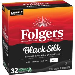 Folgers Black Silk Dark Roast Coffee, 128 Keurig K-Cup Pods
