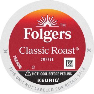 Folgers Classic Roast Medium Roast Coffee, 128 Keurig K-Cup Pods, 32 Count (Pack of 4)