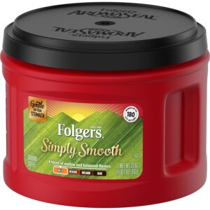 Folgers Simply Smooth Ground Coffee, Mild Roast, 23 Ounce (Pack of 6), Packaging May Vary