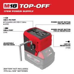 Milwaukee 2846-20 M18 18-Volt Lithium-Ion 175-Watt Powered Compact Inverter for M18 Batteries (Tool-Only)