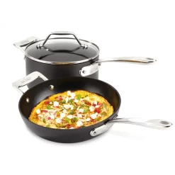 All-Clad Essentials 3 Piece Hard-Anodized Aluminum Non Stick Cookware Set