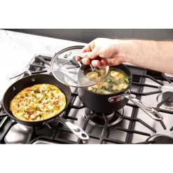 All-Clad Essentials 3 Piece Hard-Anodized Aluminum Non Stick Cookware Set