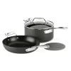 All-Clad Essentials 3 Piece Hard-Anodized Aluminum Non Stick Cookware Set with Lids