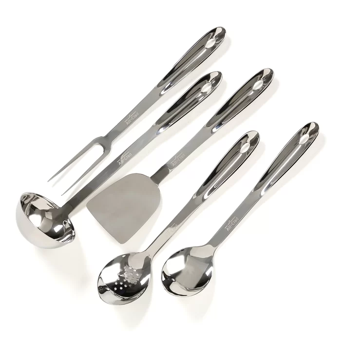 All-Clad Professional Stainless Steel Kitchen Gadgets and Caddy 6 Piece  Kitchen Tools, Kitchen Hacks Silver