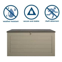 Cosco Outdoor Patio Deck Storage Box, Extra Large, 180 Gallons, Tan