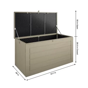 Cosco Outdoor Patio Deck Storage Box, Extra Large, 180 Gallons, Tan
