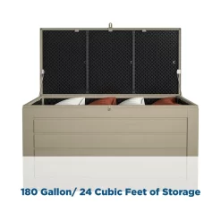 Cosco Outdoor Patio Deck Storage Box, Extra Large, 180 Gallons, Tan
