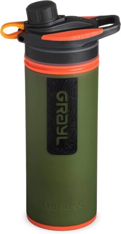 GRAYL GeoPress 24 oz Water Purifier Bottle, Oasis Green - Filter for Hiking, Camping, Survival, Travel