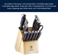 HENCKELS Premium Quality 15-Piece Knife Set with Block